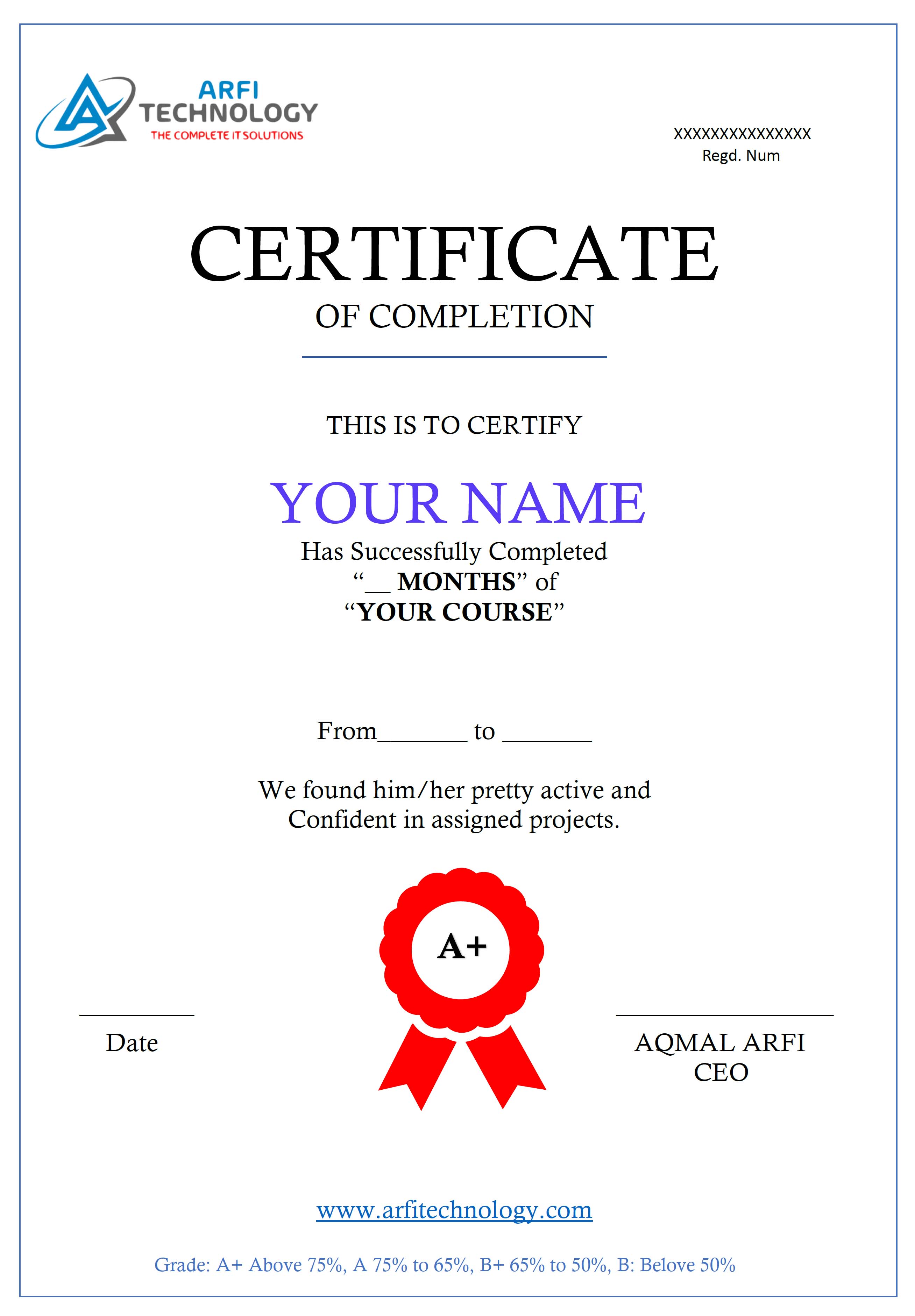 Arfi Technology certificate